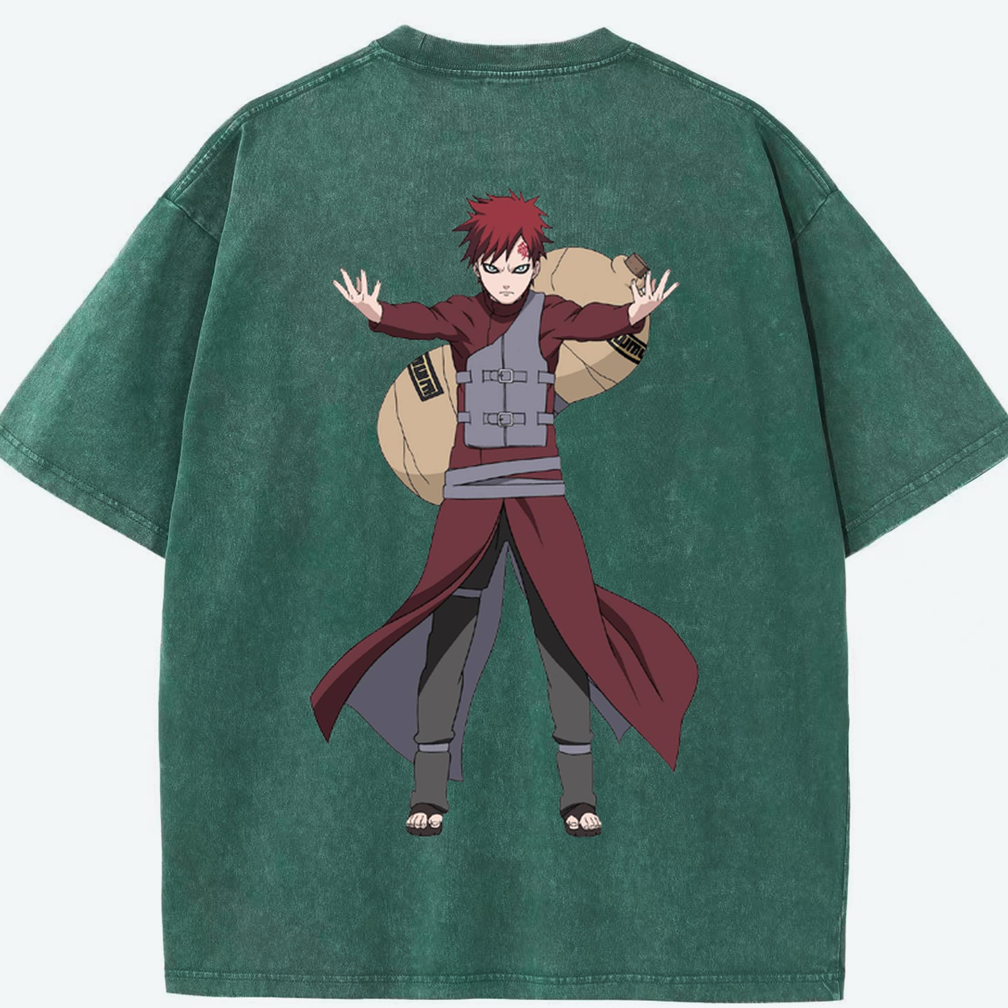 （画像用） NARUTO -ナルト- ガアラ Gaara 綿100% ヴィンテージ風 半袖Tシャツ（背面プリント）